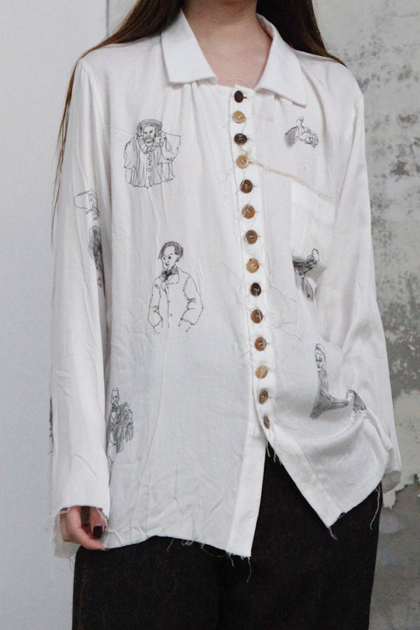 Archivio J.M.Ribot Hand -painted shirt W27/Mi/Sketch
